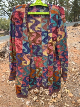 JP Peruvian Connection Kaffe Fassett open-front art-to-wear cardigan sweater Size L