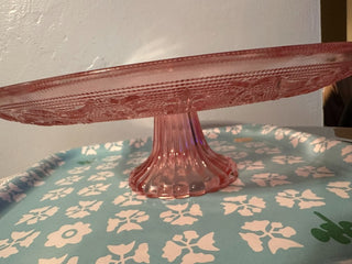 Pressed Glass Cake Stand PINK MTS|115225