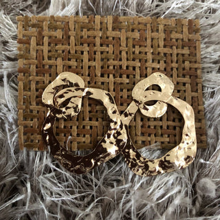 Gold Toned Hammered Dangling Earrings RSV