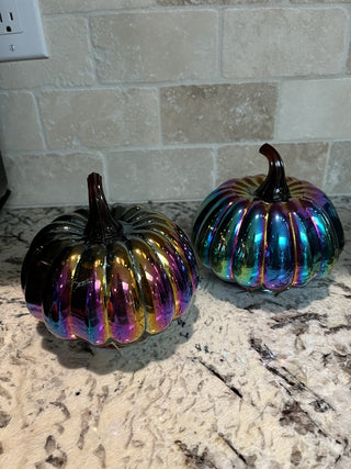 Iridescent Glass Pumpkin Decor RCD|117293