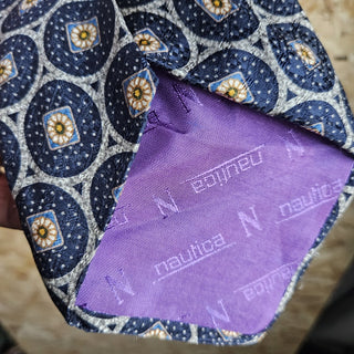 Men's - Vintage Nautica - Blue/Gray/Brown Geometric Necktie (BRI) - MTS|143144