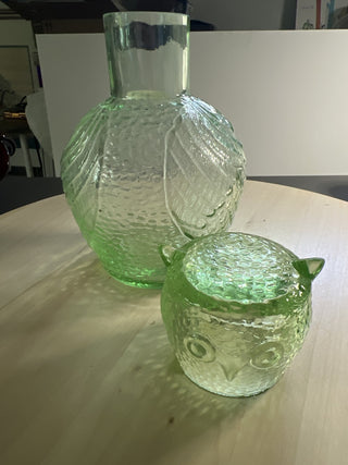 Green Owl bedside pitcher (2 pc) - AS IS - RSV|115559