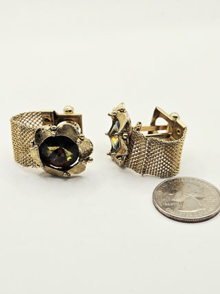 Vintage brown gold tone cufflinks RSV|110983