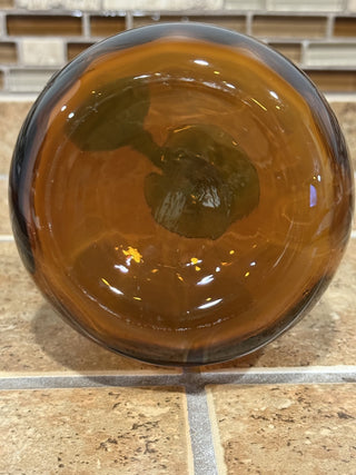 Hand Blown Art Glass Pumpkin & Stem 4” Amber Gold Harvest Fall Decor RCD|112768