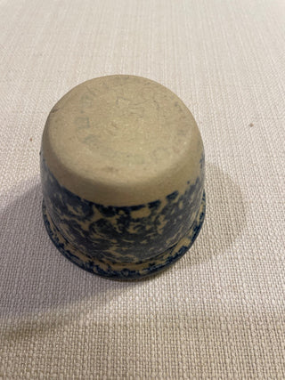 Vintage small pottery bowl blue speckle RSV