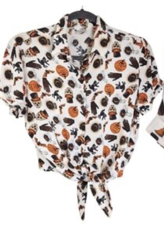 Spirt Halloween Button Up Collar Tie front shirt XL #63 VV MTS