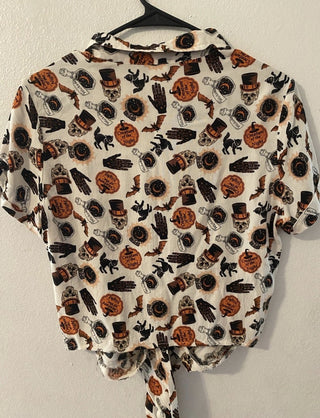 Spirt Halloween Button Up Collar Tie front shirt XL #63 VV MTS