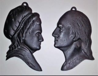 Vintage Virginia Metalcrafters Washington Silhouette plaque pair cast Iron #63 VV MTS|104455