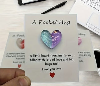 Assorted Rainbow Glitter Heart Pocket Hug MTS