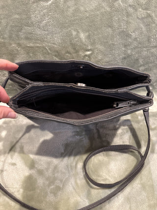 vintage gray leather crossbody purse MTS|132301