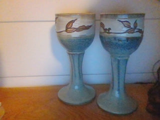 Set of 2 Pottery Wine  Goblets