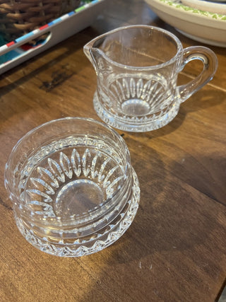 Vintage Gorham Crystal Lyric Pattern Creamer and Open Sugar Bowl Set - Made in Germany RCD