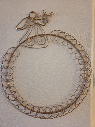 Vintage Angel Gold Metal Hanging Card Wreath, RCD|124695