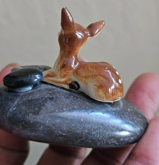 Vintage Miniature Deer on a rock (BRI) - MTS|116448