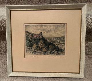 ORIGINAL SIGNED "HEIDELBERG" ETCHING BY GERMAN ARTIST FREDRICH GORTITZ  (1890 - 1973)