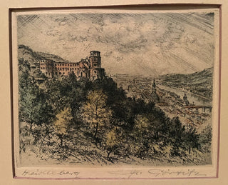 ORIGINAL SIGNED "HEIDELBERG" ETCHING BY GERMAN ARTIST FREDRICH GORTITZ  (1890 - 1973)