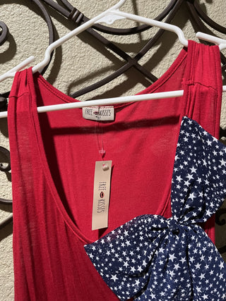 New with Tags Women's Size 3X Patriotic Red/Whit/Blue Tank Top with Bow RCD|119411