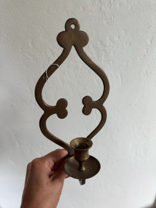 Brass Scroll Taper Candle Sconce