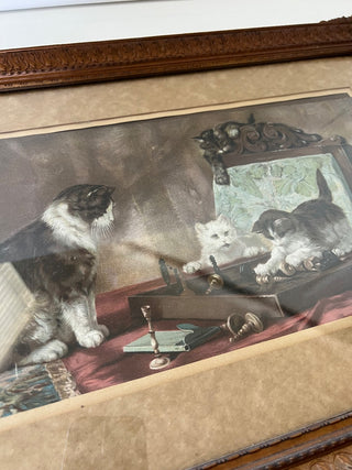 Antique cats playing chess art|72104