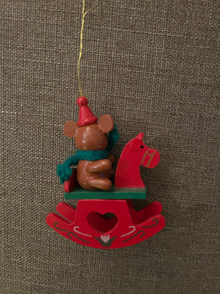 Red and Green Rocking Horse with Bear Ornament    MTS|131927