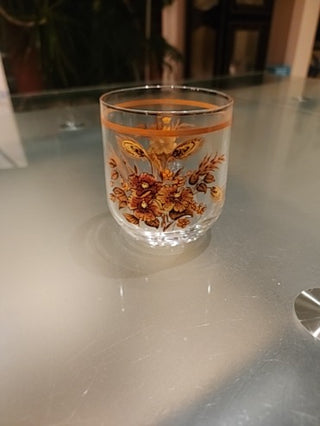 Vtg Drinking Glass Autumn Floral Bouquet