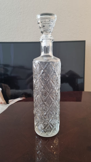 Vintage Glass Faceted Decanter 12"