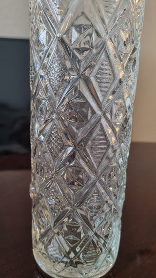 Vintage Glass Faceted Decanter 12"