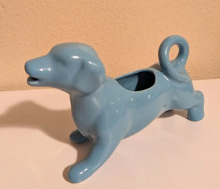 Ceramic Creamer Dachshund Dog Blue Pitcher 7" #63 VV MTS|100517