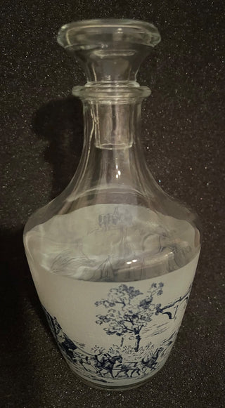 BLUE & WHITE APOTHECARY JAR WITH GLASS STOPPER 7" TALL MADE IN FRANCE (KJS) RCD|81704