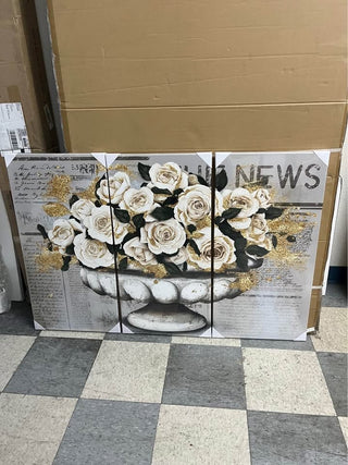Large 3 Piece Floral Hanging Canvas Wall Art RCD|72356
