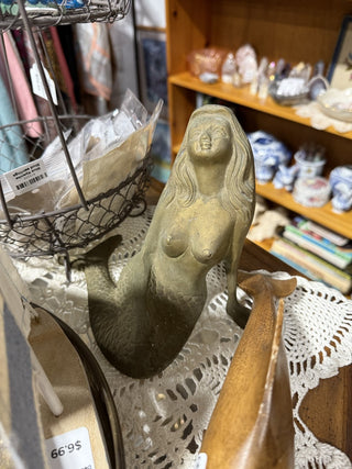 Vtg Brass Mermaid Figurine|88909