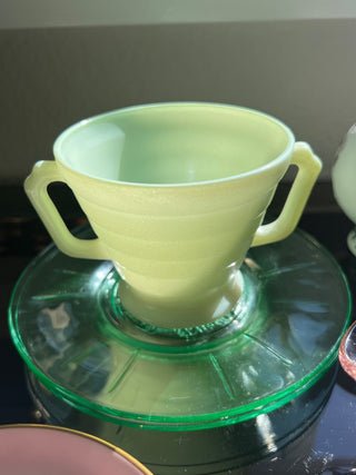 Antique platonite green sugar bowl RSV|78024