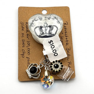 White/Black Queen Heart Badge Holder|74747