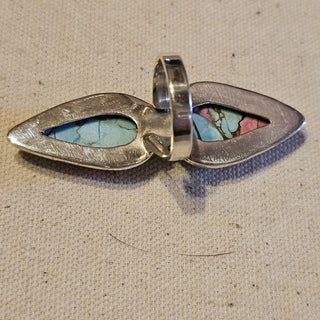.925 double cotton candy turquoise ring sz adjustable|89328