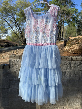 #2 Jona Michelle Tiered Emboidered Dress Blue/Pink 7
