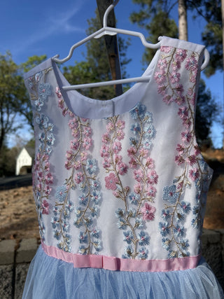 #2 Jona Michelle Tiered Emboidered Dress Blue/Pink 7
