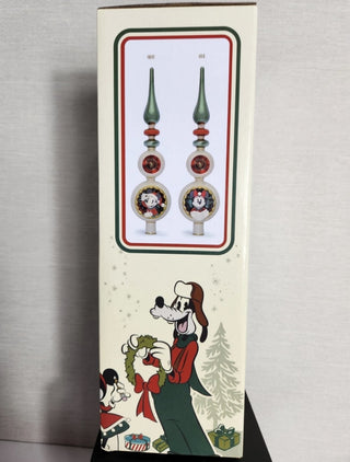 Disney Store Glass Mickey and Minnie Mouse Christmas Tree Topper-RSV|122235
