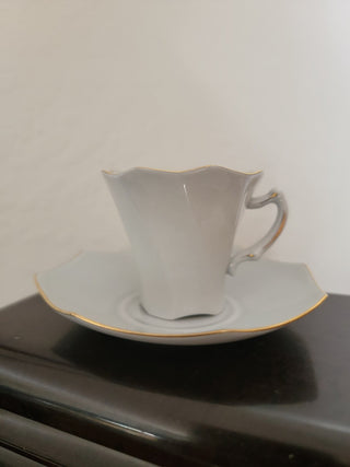 Riloyal Crest Gray/gold Demitasse Tea Cup Set|39583