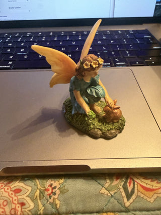 Fairy and Bunny feeding bunny miniature #62 VV MTS