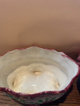 Vtg. Japanese footed planter (mid 1900's), handpainted, scallopped edge, RCD