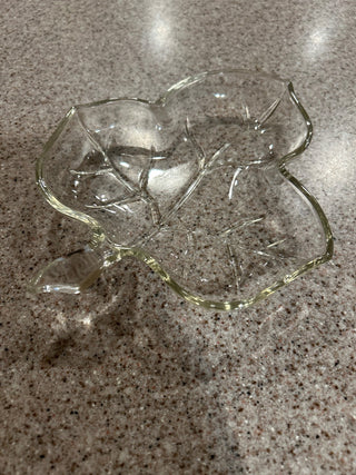Clear glass maple leaf relish dish