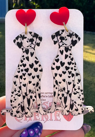 Dalmatian Earrings w/ Heart Post MTS|95029