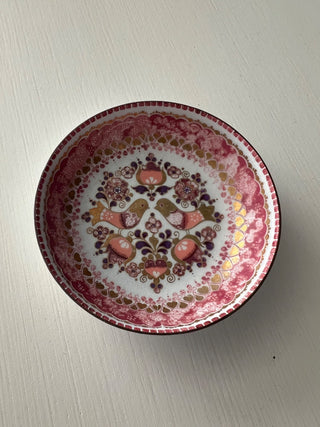 Vintage pink and gold bird trinket dish RSV|103305