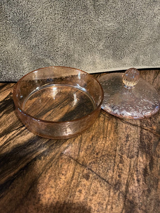 Vintage Jeannette Glass Floragold "Louisa" Covered Candy Dish RSV|122290