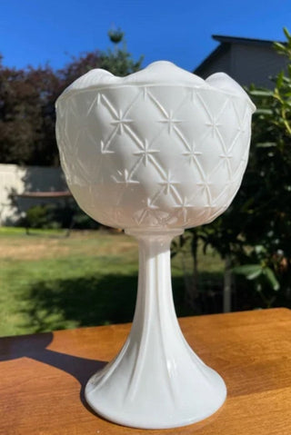 Vtg Indiana 9" White Milk Glass Compote #47 VV MTS