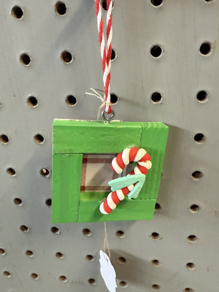 Ornament Rustic Mini Green Square Window RCD|126683