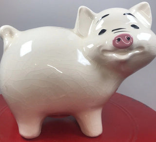 Vintage MCM Happy Piggy Ceramic Bank Made Lomac Industries Los Angeles|81879