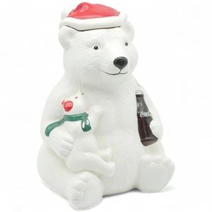 1998 Coca-Cola Polar Bear & Cub Cookie Jar by Teleflora|88628