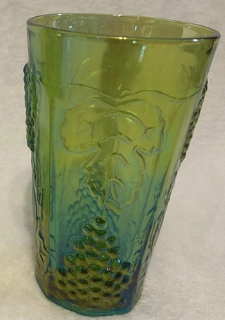 2 Indiana Carnival Glass Drinking Glasses Tumblers Harvest Grape 12oz Green|103425