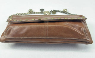 Y2K Kathy Van Zeeland Brown Faux Leather Clutch Purse with Charms strap (New) #63 VV MTS|118056